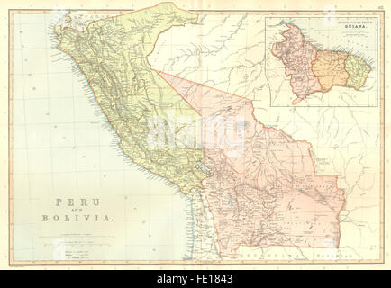 PERU & Bolivien: & britischen Französisch Niederländisch Guyana Guyana Suriname.BLACKIE, 1893-Karte Stockfoto