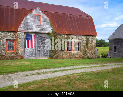 Bar Harbor, Maine: Historische Scheune Hof (1820) Stockfoto