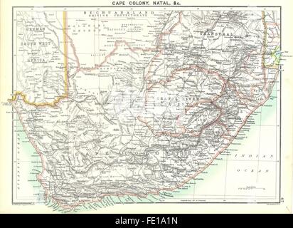 Südafrika: Kapprovinz, Natal, 1900 Antike Landkarte Stockfoto