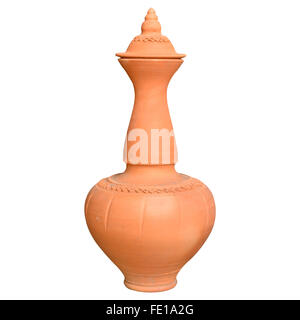 Schön bemalte Vase auf einem reinen weißen Hintergrund Stockfoto