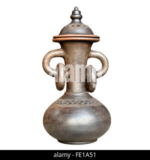 Schön bemalte Vase auf einem reinen weißen Hintergrund Stockfoto