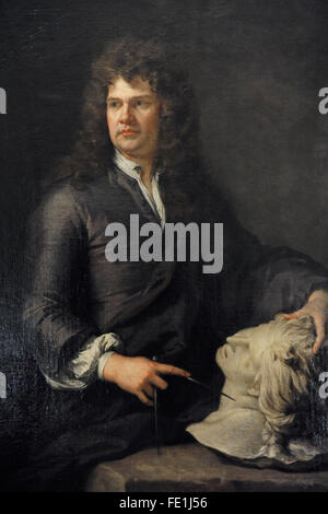 Neu Gibbons (1648-1721). Englischer Bildhauer und Holzschnitzer. Porträt von Sir Godfrey Kneller (1646/1649-1723), 1680er Jahren. Die Eremitage. Sankt Petersburg. Russland. Stockfoto