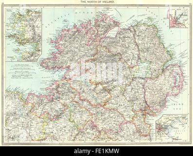 Irland: Norden; Karten von Belfast; Mayo; Die Bucht von Dublin, 1907 Stockfoto