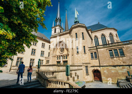 Kathedrale Notre Dame, die römisch-katholische Kathedrale in Luxemburg. Im 17. Jahrhundert erbaut. Barocke. Grand Duché de Luxembourg. Stockfoto