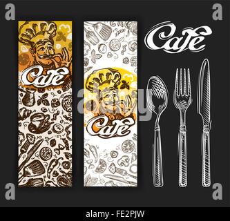 doodle Vektor Handskizze gezeichnete Café und restaurant Stock Vektor