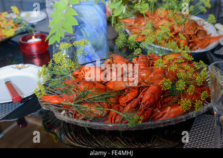 Für die schwedischen Crayfish party Stockfoto