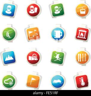 Ski Icons set Stock Vektor