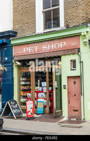 Zoohandlung in der Portobello Road in London W10 Stockfoto