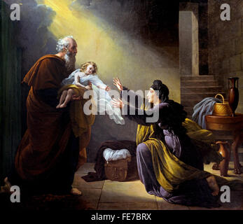 Prophet Elijah ist den Sohn der Witwe von Sarepta 1819 Louis Hersent 1777-1860 Frankreich Französisch wiederzubeleben. Stockfoto