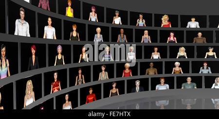 Online-Freunde im sozialen Netzwerk mit Status-Update Stockfoto