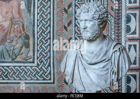 Büste des Marcus Aurelius, römischer Kaiser, Glyptothek, Königsplatz, München, Bayern, Deutschland Stockfoto