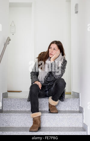 Frau in Depression und Traurigkeit auf 2. Februar 2016 in München.  © Peter Schatz / Alamy Stock Foto Stockfoto