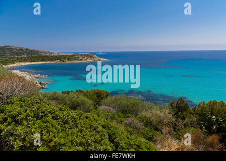 Blick von der wunderbaren Strand von Spiaggia di Tuerredda, Sardinien Stockfoto