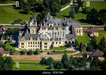 Luftaufnahme, Schloss Grafenegg, romantischen Historismus, Grafenegg, Niederösterreich, Österreich, Europa, Luftaufnahme, Vögel-Augen-Blick Stockfoto