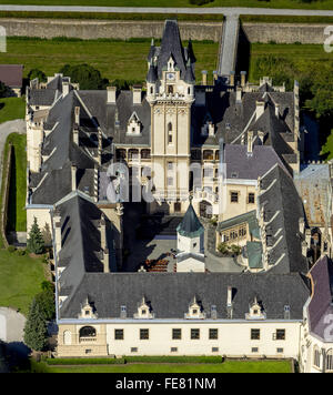 Luftaufnahme, Schloss Grafenegg, romantischen Historismus, Grafenegg, Niederösterreich, Österreich, Europa, Luftaufnahme, Vögel-Augen-Blick Stockfoto