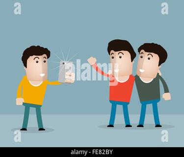 Fotograf Aufnahmen Menschen. Kamera und Fotografie Stock Vektor