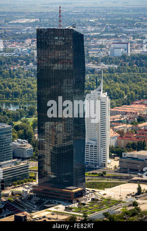 Luftaufnahme, Tech Gate Vienna, Wirtschafts- und Technology Co., Ltd., Hochhaus an der Donau, Vienna, Wien, Österreich, Stockfoto