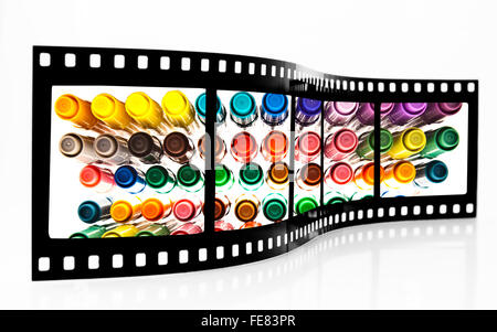 Farbigen Filz Stifte Filmstreifen Stockfoto