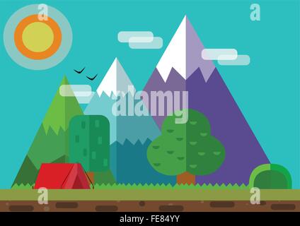 in der schönen sonnigen Natur Camping Stock Vektor