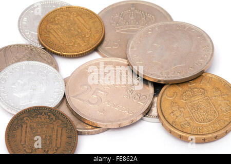 Alte spanische Peseta Münzen Stockfoto