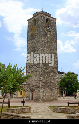 Sahat Kula, einem osmanischen Uhrturm in Podgorica, Montenegro Stockfoto