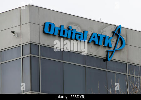 Ein Logo Zeichen außerhalb der Hauptsitz der Orbital ATK Inc. in Dulles, Virginia am 1. Januar 2016. Stockfoto