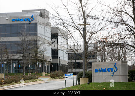 Ein Logo Zeichen außerhalb der Hauptsitz der Orbital ATK Inc. in Dulles, Virginia am 1. Januar 2016. Stockfoto