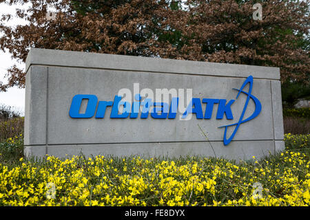 Ein Logo Zeichen außerhalb der Hauptsitz der Orbital ATK Inc. in Dulles, Virginia am 1. Januar 2016. Stockfoto