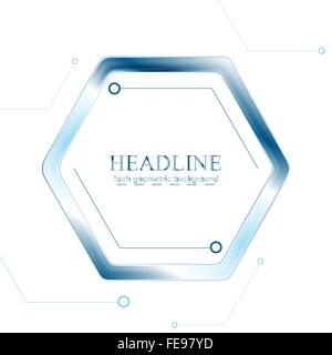 Blue Tech Sechseck auf weißem Hintergrund. Vektor-Grafik-design Stock Vektor