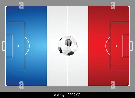 Hintergrund hell Fußball mit Ball. Französische Farben Fußballplatz. Vektor-design Stock Vektor