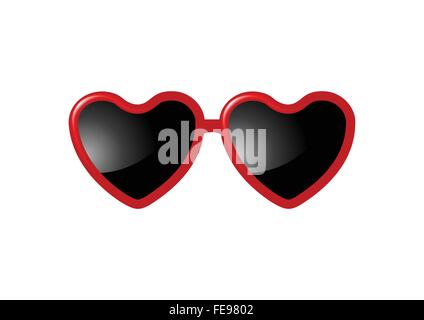 Sonnenbrille mit Valentine Herzformen auf weißem Hintergrund. Vektor-Grafik-Design-Vorlage Stock Vektor