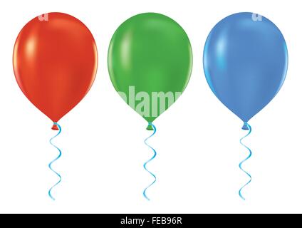 Bunte Reihe von Helium-Ballons-3D Vektor-illustration Stock Vektor