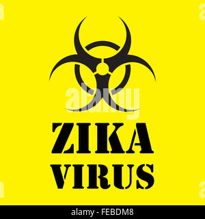 [JPEG] Warnung Zika-Virus melden auf gelbem Hintergrund Stockfoto