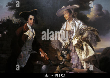 Peter Perez Burdett (c.1734-1793). Englische Kartograf und Künstler. Peter Perez Burdett und seiner ersten Frau Hannah, 1765, Porträt von Joseph Wright of Derby (1734-1794). Stockfoto