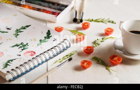 Cherry-Tomaten und Rucola Stockfoto