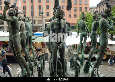 Orpheus Brunnen bei Högtorget Platz in Stockholm, Schweden von Carl Milles Stockfoto