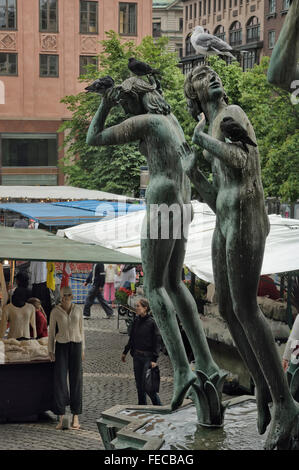 Orpheus Brunnen bei Högtorget Platz in Stockholm, Schweden von Carl Milles Stockfoto