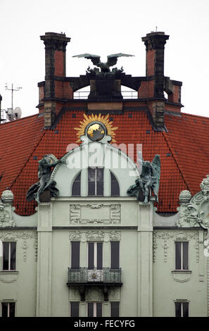 Detail der Fassade des Goethe-Instituts in Prag Stockfoto