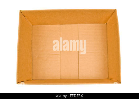 Luftaufnahme der leere Pappschachtel mit Deckel In gefaltet Stockfoto