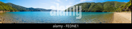 Panorama von Ketu Bay Pelorus Sound Marlborough Sounds Südinsel Neuseeland Stockfoto