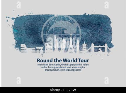Vektor-Logo-Design-Vorlage zu reisen. Reise oder rund um die Welt-Symbol Stock Vektor