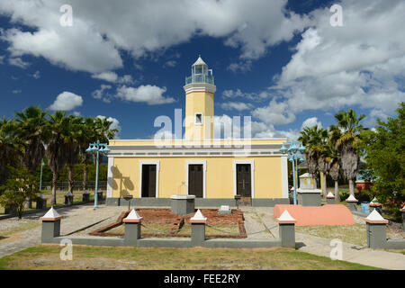 Faro Punta de Las Figuras ist ein historischer Leuchtturm befindet sich in Arroyo, Puerto Rico. Karibik-Insel. US-Territorium. Stockfoto