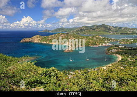 English Harbour, ein natürlicher Hafen und Siedlung auf der Insel Antigua Karibik Stockfoto