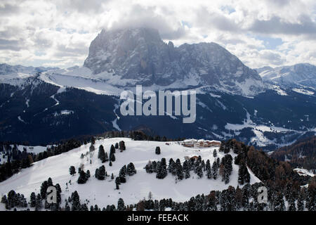 Valgardena im Winter Stockfoto