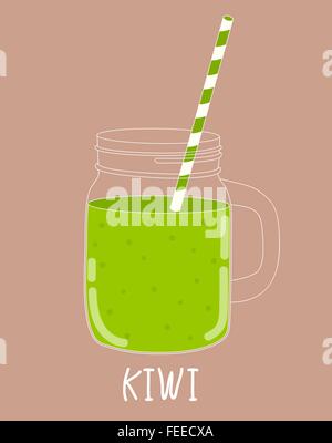 Frische Kiwi Smoothie. Gesunde Ernährung. Vektor-Illustration Stock Vektor