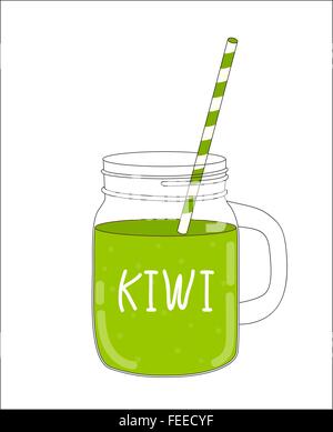 Frische Kiwi Smoothie. Gesunde Ernährung. Vektor-Illustration Stock Vektor