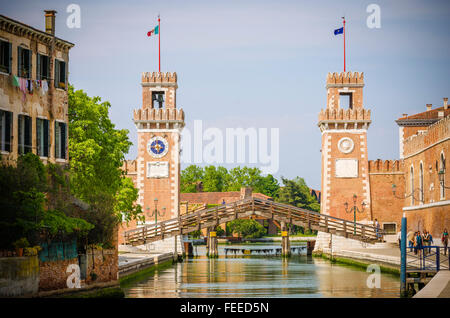 Der Eingang zum FC Arsenal, Venedig, Veneto, Italien Stockfoto