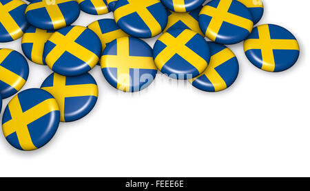 Schweden Flagge auf Abzeichen Hintergrundbild für schwedische Nationalfeiertag Events, Urlaub, Denkmal und Feier mit Exemplar. Stockfoto