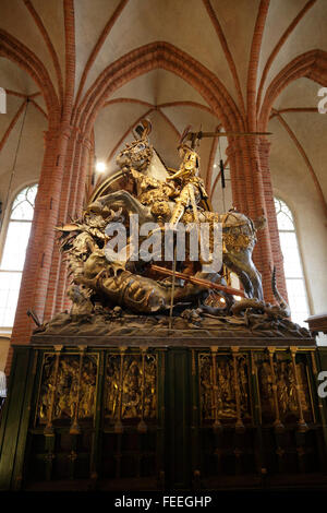Saint George und der Drache in der Storkyrkan Kirche, Stockholm, Schweden Stockfoto