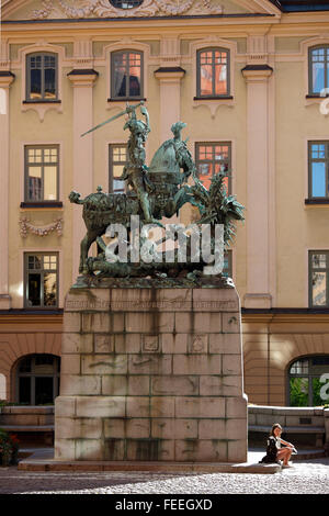 Statue des Heiligen Georg und der Drache, Stockholm, Schweden Stockfoto